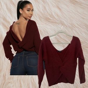ZAFUL Maroon Twisted Sweater